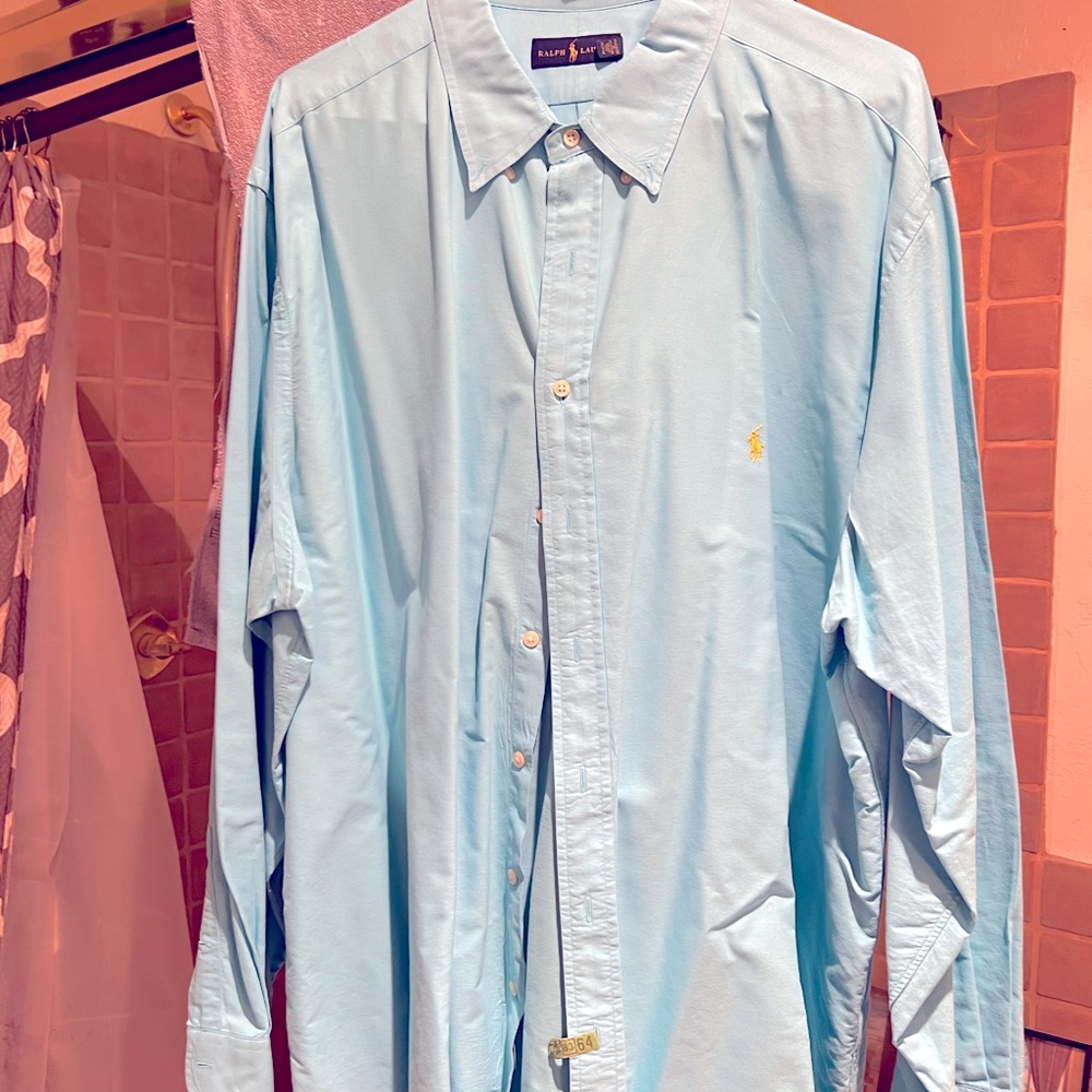 Ralph Lauren 3xb great condition button down shirt. Turquoise Aqua Blue